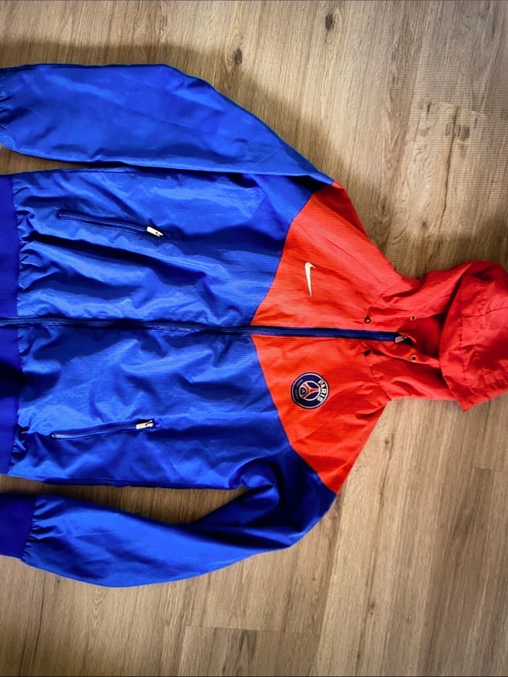 Nike Kids Blue and Red PSG Hooded Windbreaker Jacket
